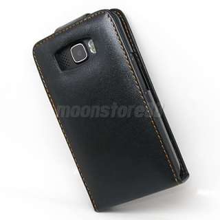 FLIP LEATHER CASE COVER FOR HTC TOUCH HD2 HD 2 BLACK  