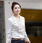 womens ladies trendy business wear flouncing white top shirt blouse