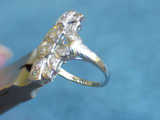 Antique Art Deco Nouveau 1920s Diamond Platinum Filigree Dinner Ring 