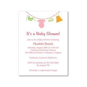  Baby Shower Invitations   Cute Clothes Medium Pink By Sb 
