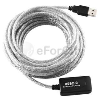 25ft USB 2.0 Active Repeater Extension Cable Lead A A Male Plug to 