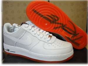 Nike Air Force 1 Premium White Orange Sneakers Sz 8  