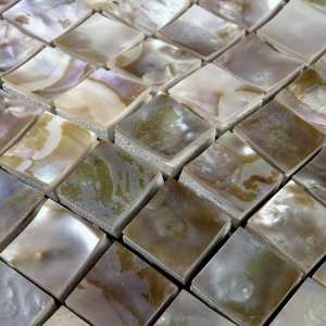 Home Elements Glass Fiber Base Mother of Pearl Tile   Gorgeous White 