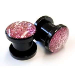  Screw on Acrylic Glitter Plugs   Pink   0g Jewelry
