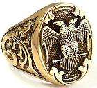 double headed eagle empire gold brass ring 15 5 byzantine