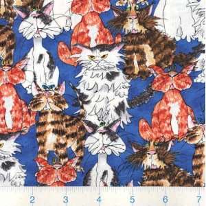  45 Wide Catberry Tails Cats Royal Fabric By The Yard 