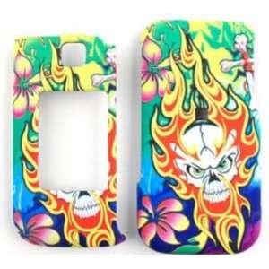 Samsung Zeal/Alias 2 u750 3D Embossed, Flaming Skull with Flowers and 