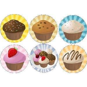  Set of 6 Cupcakes Love Cup Cakes 1.25 MAGNETS Everything 