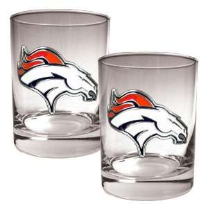  Denver Broncos NFL 2pc Rocks Glass Set   Primary logo 