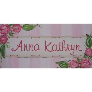  Shabby Pink Chic Rose Personalized Name Sign