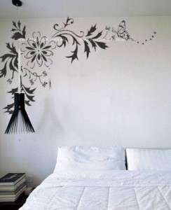 BUTTERFLY & FLOWERS Wall Art Removable Wall Decal in large size 