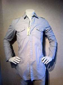   button shirt new $120 fitted long gray L & XL classic quility sexy
