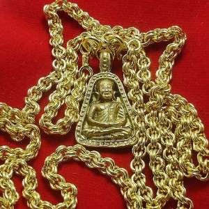 1973 LP NGERN THAI BUDDHA AMULET & GOLD PLATED NECKLACE  