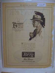 Vintage 1920s Berg Hat 2 Magazine Ads  