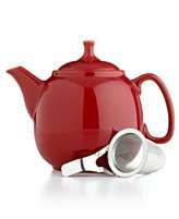 Chantal Teapot, 1 Qt. Red Tea for Two with Stainless Steel Infuser