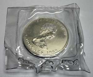 1989 Canadian 1 oz Silver Maple Leaf Uncirculated $5 Coin  