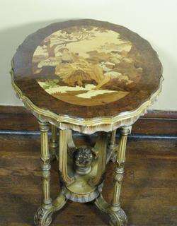Fine 1920s Inlaid Antique Italian Marquetry Lamp Table  