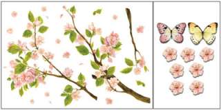 cherry blossom tree butterfly graphic wall decor stickers peel stick 