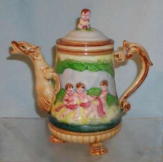 OCCUPIED JAPAN TEAPOT   DRAGON   CHILDREN AT PLAY  