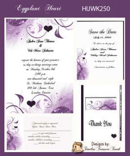 Delux Eggplant and Purple Classic Wedding Invitation Kit on CD  