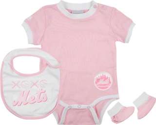 New York Mets Newborn/Infant Girls Pink Bib Bootie and Creeper Set 