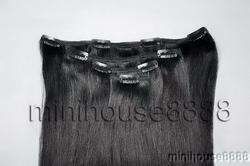20 7 pcs HUMAN HAIR CLIP IN EXTENSION #01,32wide 70g  