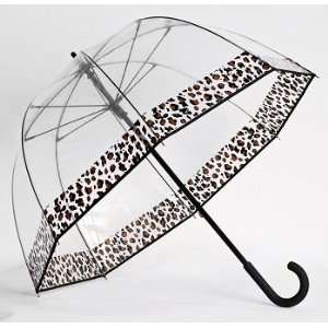  Clear Dome Bubble Umbrella With Cheetah Print Trim 
