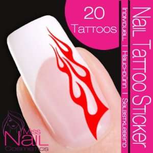  Nail Tattoo Sticker Flames   red Beauty