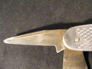 VINTAGE, COLLECTIBLE METAL HANDLED FOUR BLADED UTILITY POCKET KNIFE 
