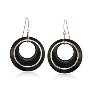  Black Onyx Wire Earrings In 14kt Yellow Gold Jewelry