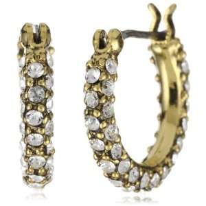 Betsey Johnson Gold Pave Mini Hoop Earrings