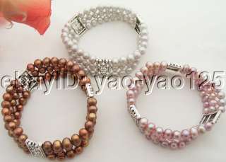 Wholesale 3 Pieces Grey&Brown&Purple Pearl Bracelet  