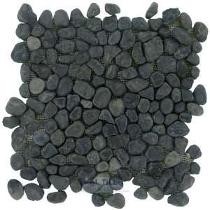   12 pebble stone mesh backed sheet in black pearl