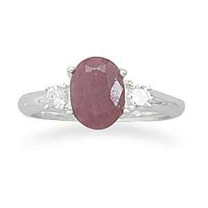 Rough Cut Ruby and Cz .925 Sterling Silver Ring. Sizes 5 9   RingSize 