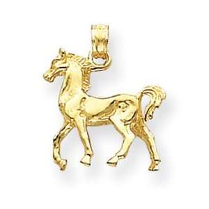    14k Gold Solid Polished 3 Diamensional Horse Charm Jewelry