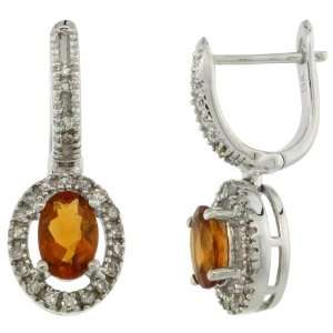   Citrine Stones & Brilliant Cut Diamonds, 3/4 in. (19mm) tall Jewelry