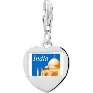   Silver Gold Plated Travel Façade Of Taj Mahal Photo Heart Frame Charm
