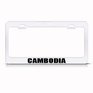 Cambodia Cambodian Flag White Country Metal license plate frame Tag 