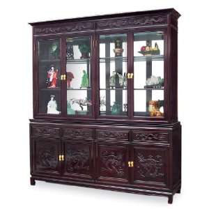  72Rosewood Imperial Dragon Design China Cabinet