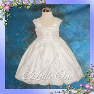 White Wedding Flower Girls Pageant Party Dress Size 4 5 FG046  