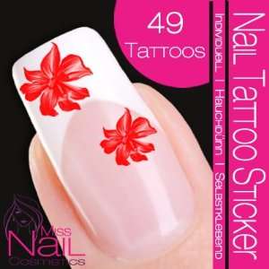  Nail Tattoo Sticker Blossom / Flower   red Beauty
