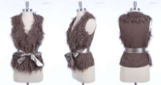 FAUX Fur Vest with Belt VARIOUS COLOR and SIZE  