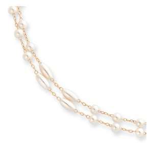   plated Two Strand Glass Pearl Necklace   18 Inch   JewelryWeb Jewelry