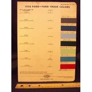  1958 FORD Truck Paint Colors Chip Page Ford Motor Company 