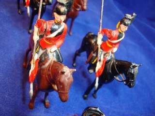 VINTAGE BRITAINS TOY LEAD MOUNTED SOLDIERS HORSES JOINTED ARMS 