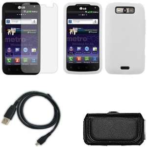   Cable + Black Horizontal Leather Pouch for LG Viper LS840/MS840 Cell