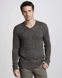 Textured V Neck Sweater & Shaded Modal Scarf