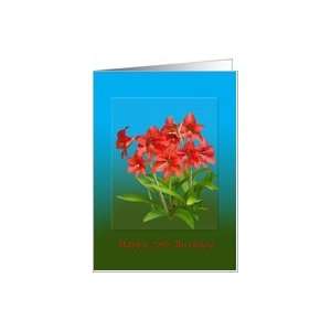  Birthday, 70th, Red Day Lilies, Religious Card Toys 