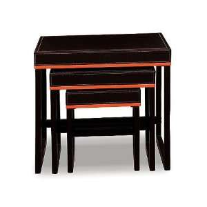  Set of 3 Scottsdale Black/Orange Nest Tables (Black/Orange 