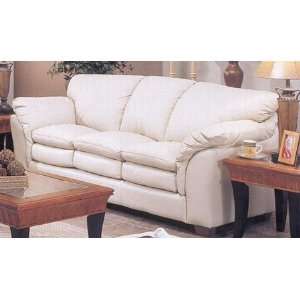   Pillow Style Bone Color Italian Leather Couch Sofa